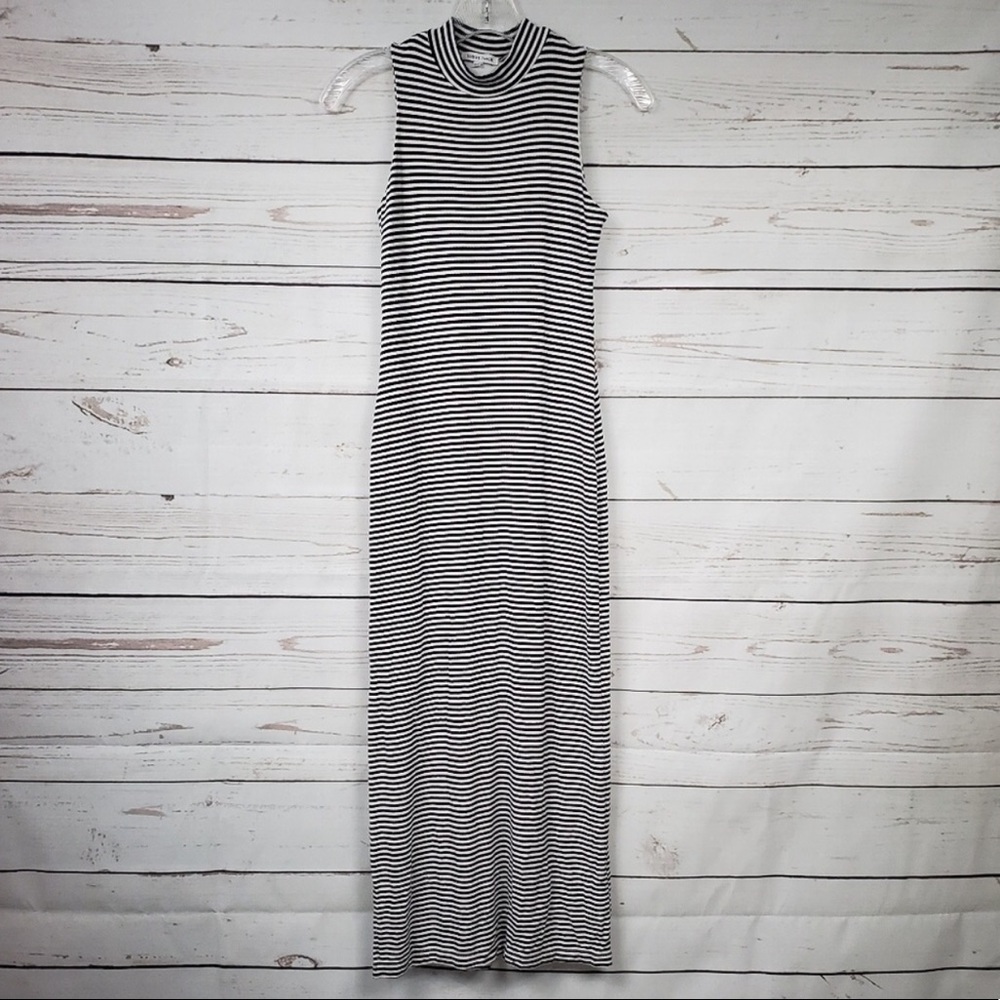 Velvet Torch black and white striped maxi dress